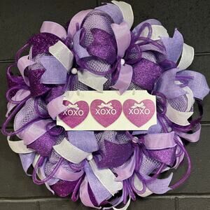 Valentine’s Day Wreath For Front Door Handmade 20 inch Deco Mesh